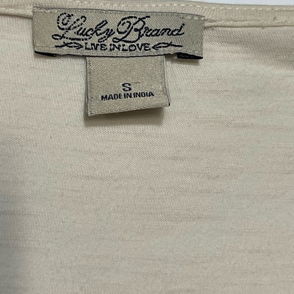 LUCKY BRAND Ivory Woven Embroidered Peplum Slub Knit Top Women’s Size Small - Picture 14 of 16